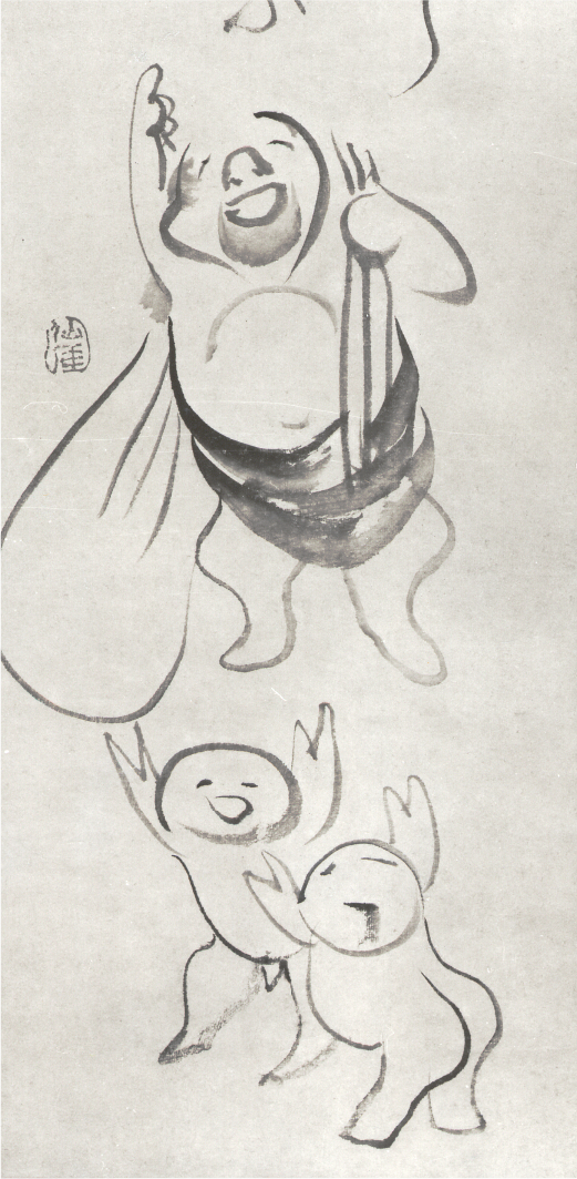 仙厓さんの絵1：仙厓「指月布袋図」