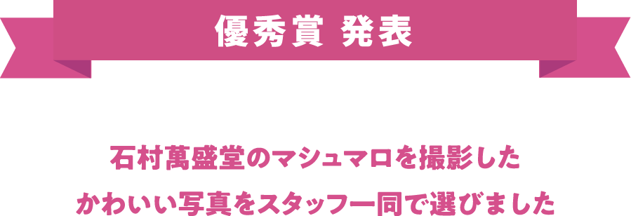 優秀賞発表 石村萬盛堂のマシュマロを撮影したかわいい写真をスタッフ一同で選びました